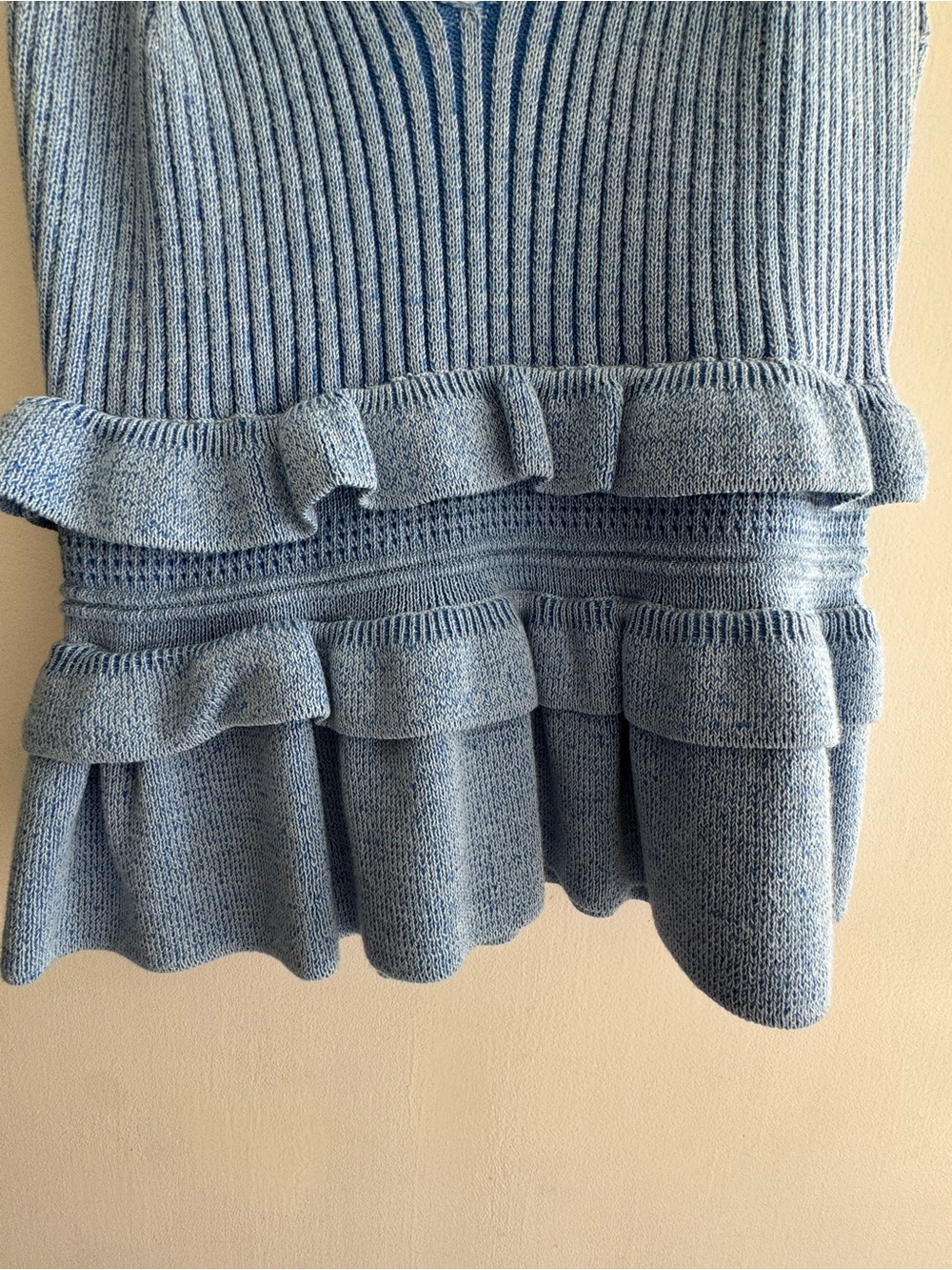 BCBGeneration Light Blue Ribbed Ruffle Knit Camisole - Picture 2 of 3
